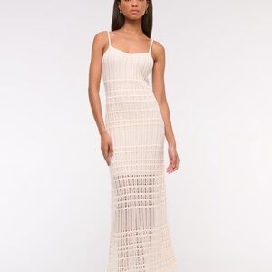 Abercrombie & Fitch Cream Crochet-Style Maxi Dress